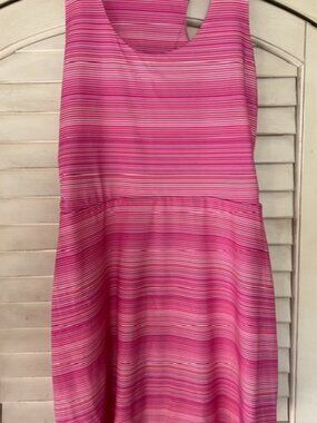 Tehama Pink Striped Racerback Dress Athletic Sleeveless - Size Medium